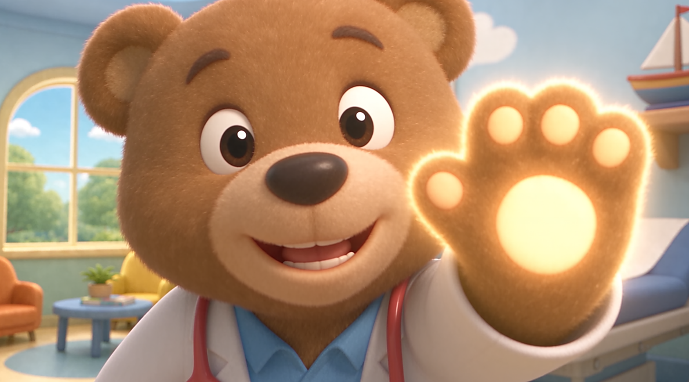 PEERkids bear offering a high five